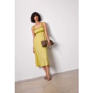 Rouje Alyona lace midi silk satin dress